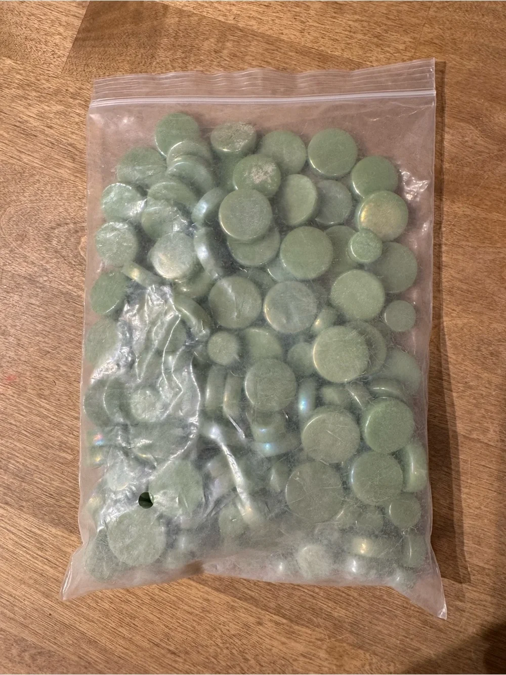 Lot of Pearlescent Green Round Mosaic Tiles